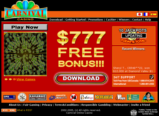 !  $777 CARNIVAL CASINO 2006