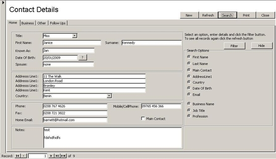 Access Database Contact Manager