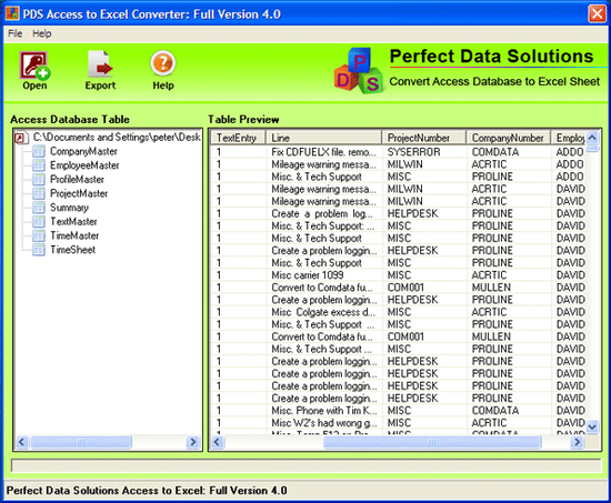 Access to Excel Converter