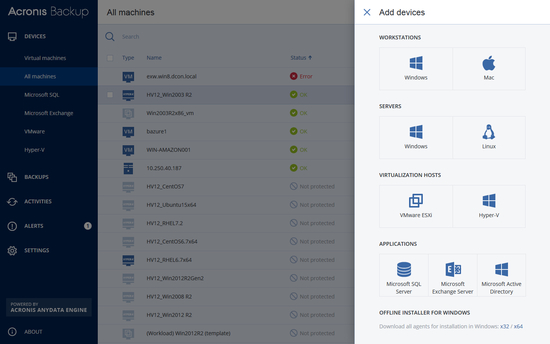 Acronis Backup Windows Server Essentials