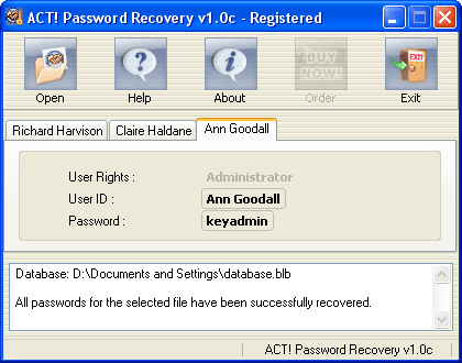 ACT Password Recovery