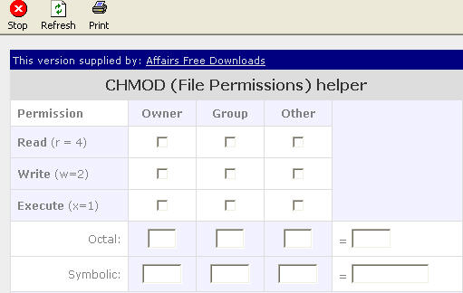 Affairs CHMOD Calculator