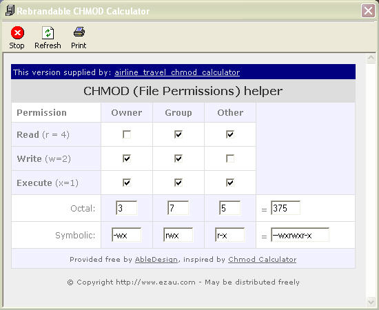 airline travel chmod calculator