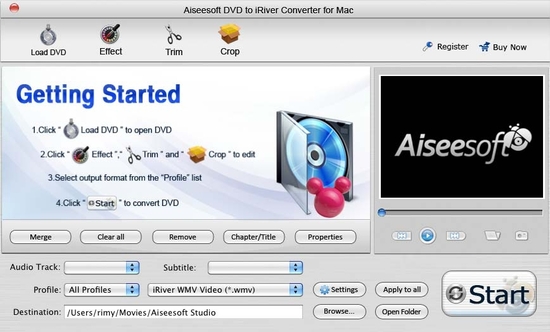 Aiseesoft  Mac DVD to iRiver Converter