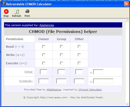 Appliances CHMod Calculator