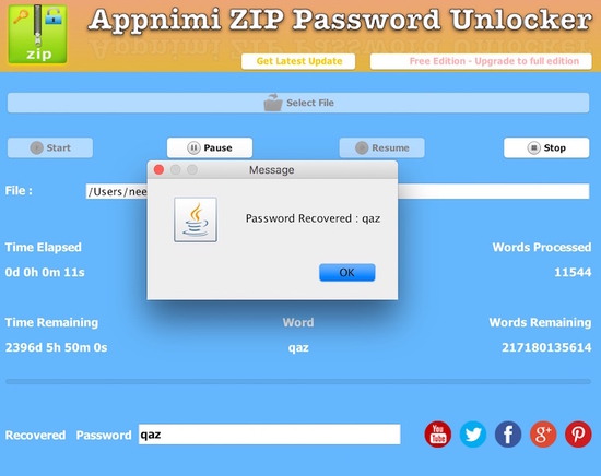 Appnimi ZIP Password Unlocker for Mac