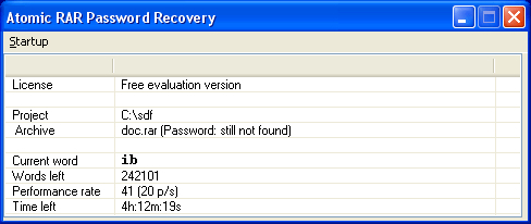 Atomic RAR Password Recovery