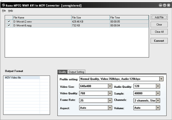 AUAU-Soft MPEG WMV AVI to MOV Converter