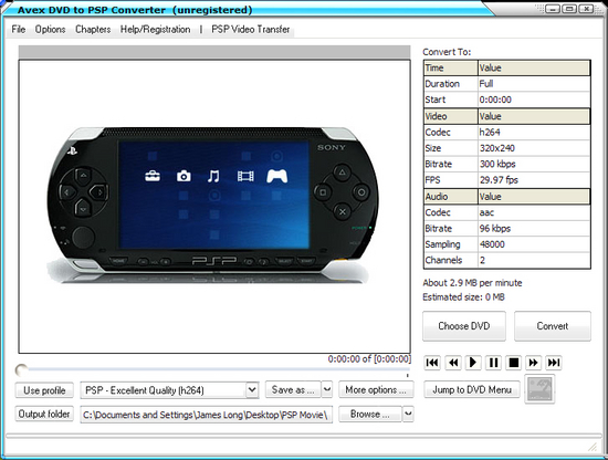 Avex-DVD to PSP Converter