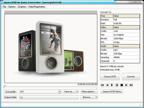 Avex-DVD to Zune Converter