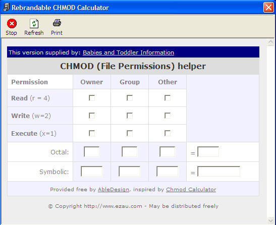 Babies Toddler CHMOD Calculator