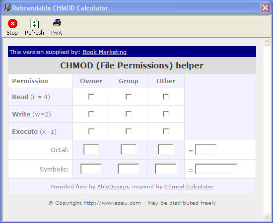 Book Marketing CHMod Calculator