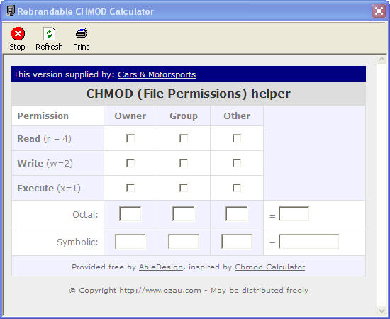 Cars & Motorsports CHMod Calculator