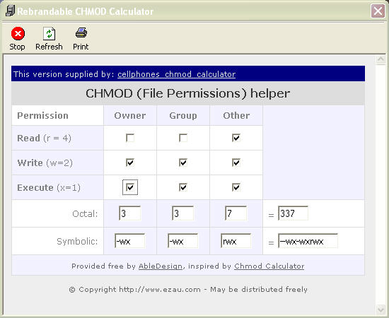 cellphones chmod calculator