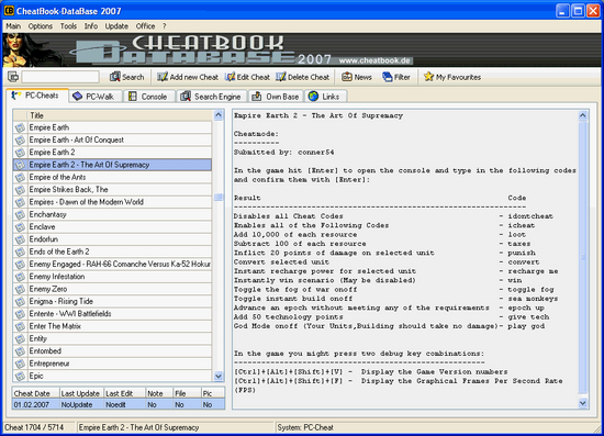 CheatBook-DataBase 2007