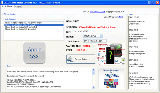 CIUX iPhone Status Checker
