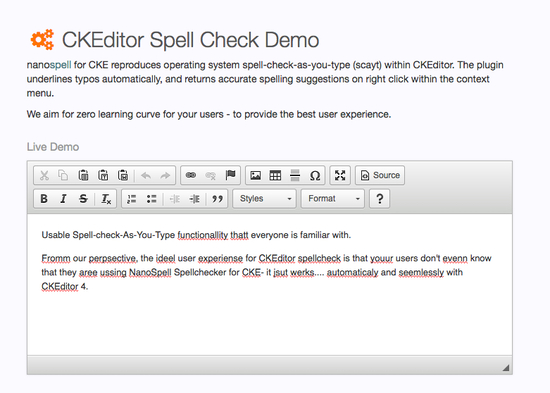 Ckeditor Spell Check Demo