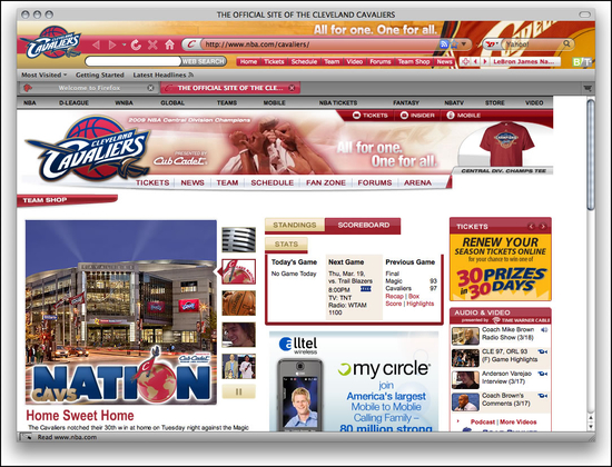 Cleveland Cavaliers Firefox Theme