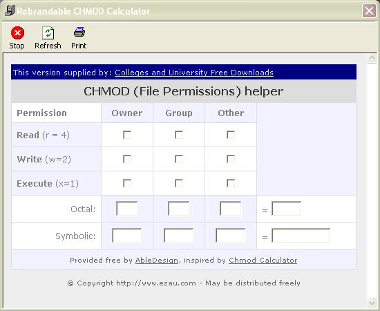 colleges chmod calculator