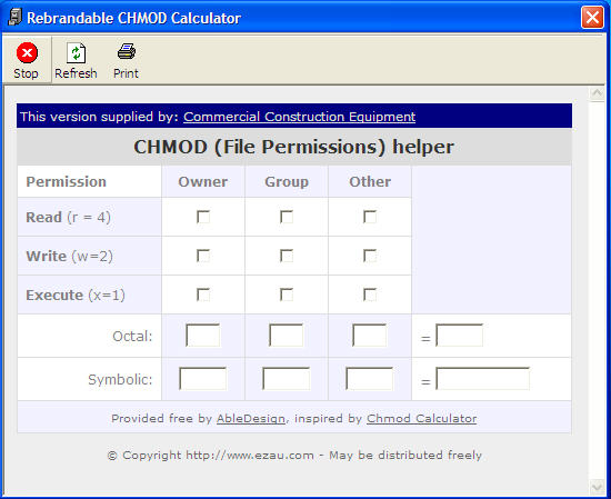 Commercial Construction CHMOD Calculator