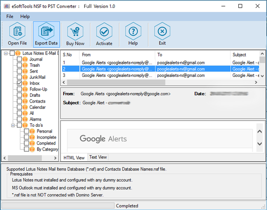 Convert NSF Files into PST