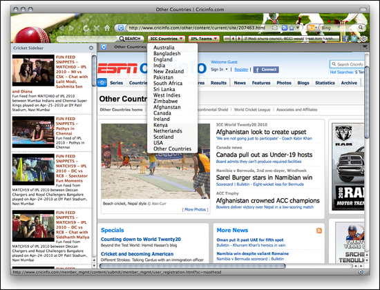 Cricket Firefox Theme