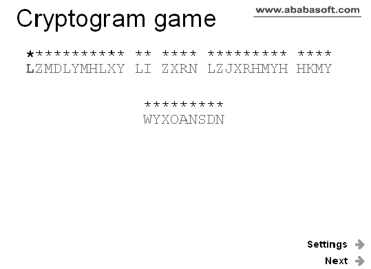 Crypto-gram words puzzle