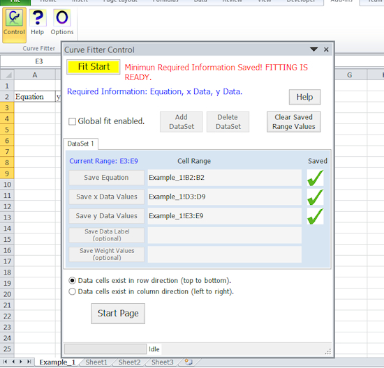 CurveFitter ExcelAddIn