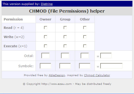 Dietrine Chmod Calculator