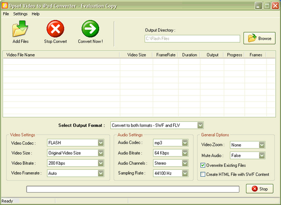 DPSOF Top Video to Flash Converter