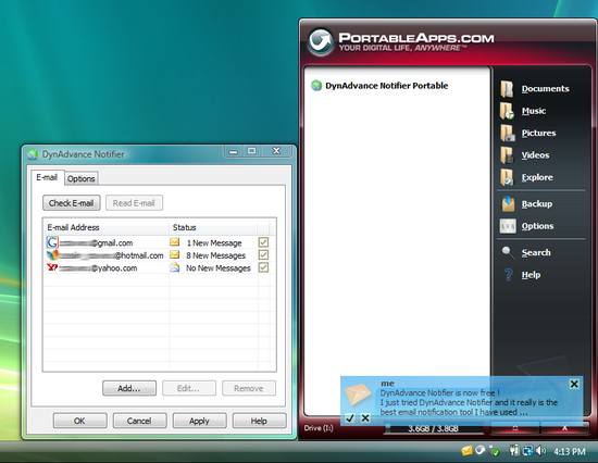 DynAdvance Notifier PortableApps Edition