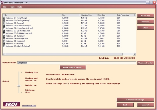 Ekos MP3 Minimizer