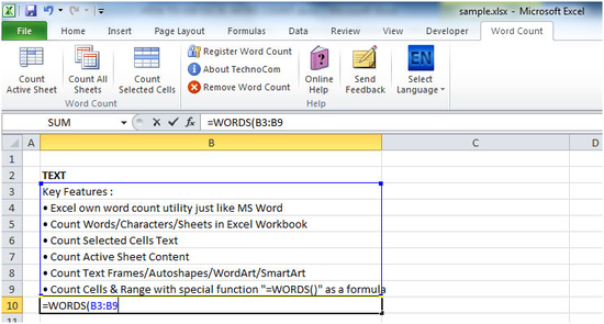 Excel Word Count