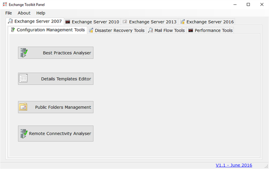 Exchange Toolkit Panel