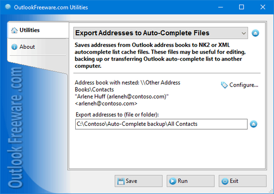 Export Addresses to Auto-Complete Files