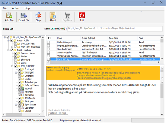 Export Data From OST File to PST