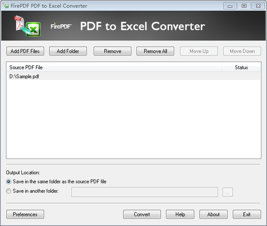 FirePDF PDF to Excel Converter