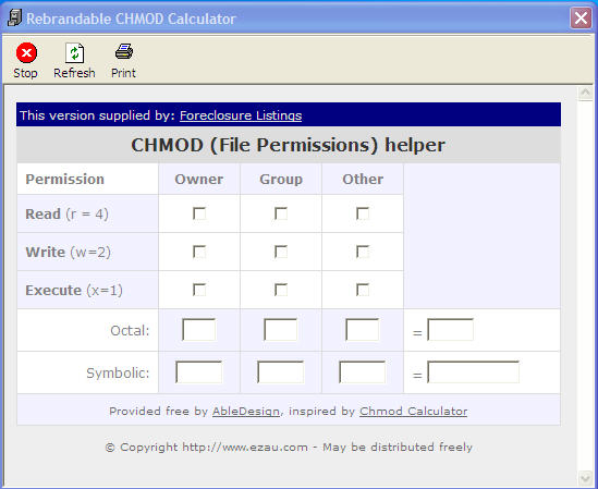 Foreclosures CHMOD Calculator