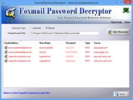 FoxmailPasswordDecryptor