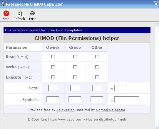 Free Blog Templates chmod calculator