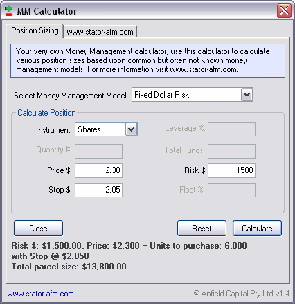 FREE Trade Position Size Calculator