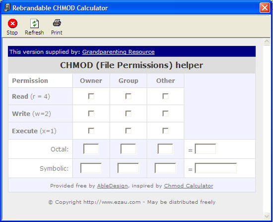 Grandparenting CHMOD Calculator