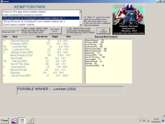 Horse Racing Neural Net Application