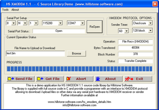 HS XMODEM C Source Library