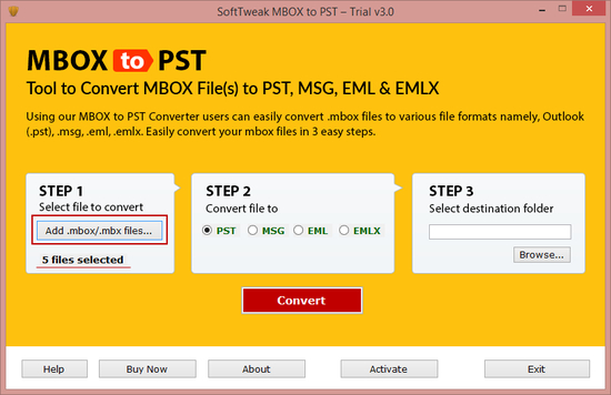 Import MBOX to PST