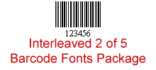 Interleaved 2 of 5 Barcode Fonts Package