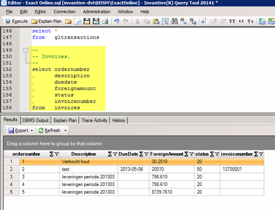 Invantive SQL Query Tool for Exact Onlin