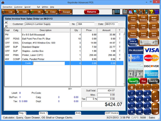 Keystroke Advanced POS Software