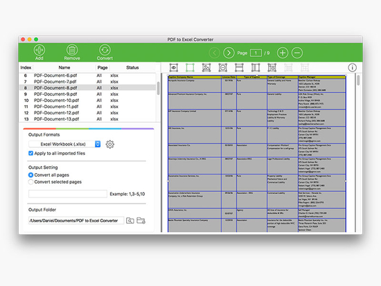 Lighten PDF to Excel Converter for Mac