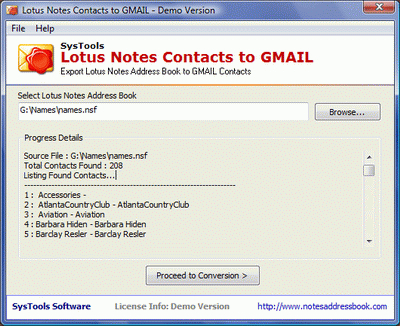 Lotus Notes Contacts to Apps